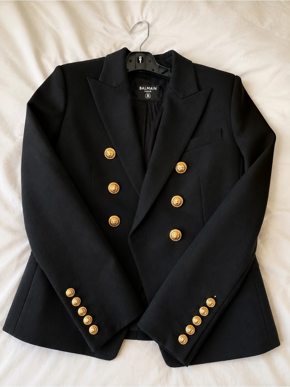 Balmain Black Double-Breasted Blazer with Gold Buttons - Picture 10 of 11